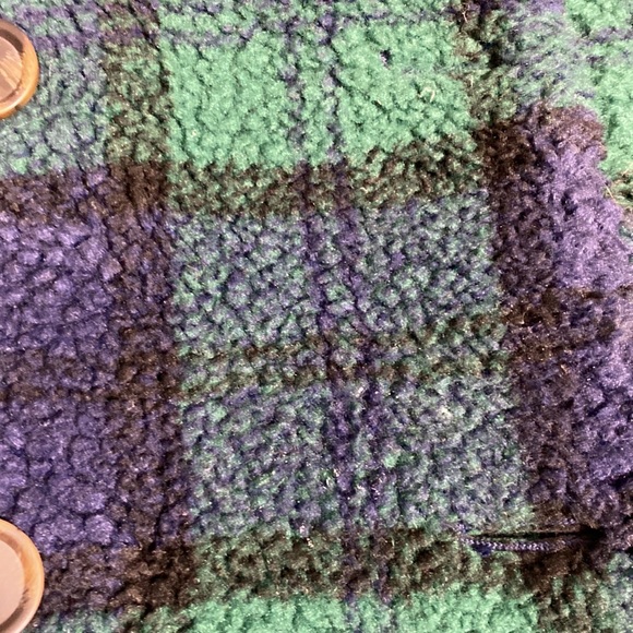 Old Navy Plaid Sherpa Pea Coat - Picture 2 of 9